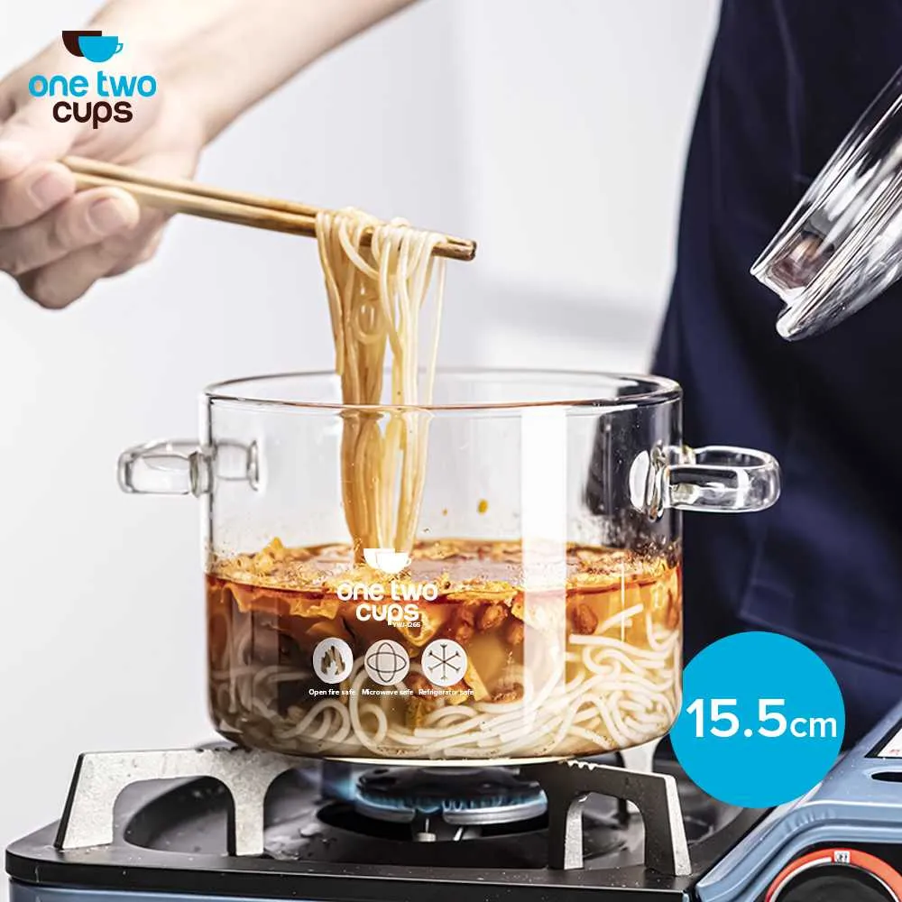 Panci Masak Kaca Aesthetic Tahan Panas Api Stewing Soup Pot Borosilicate Glass