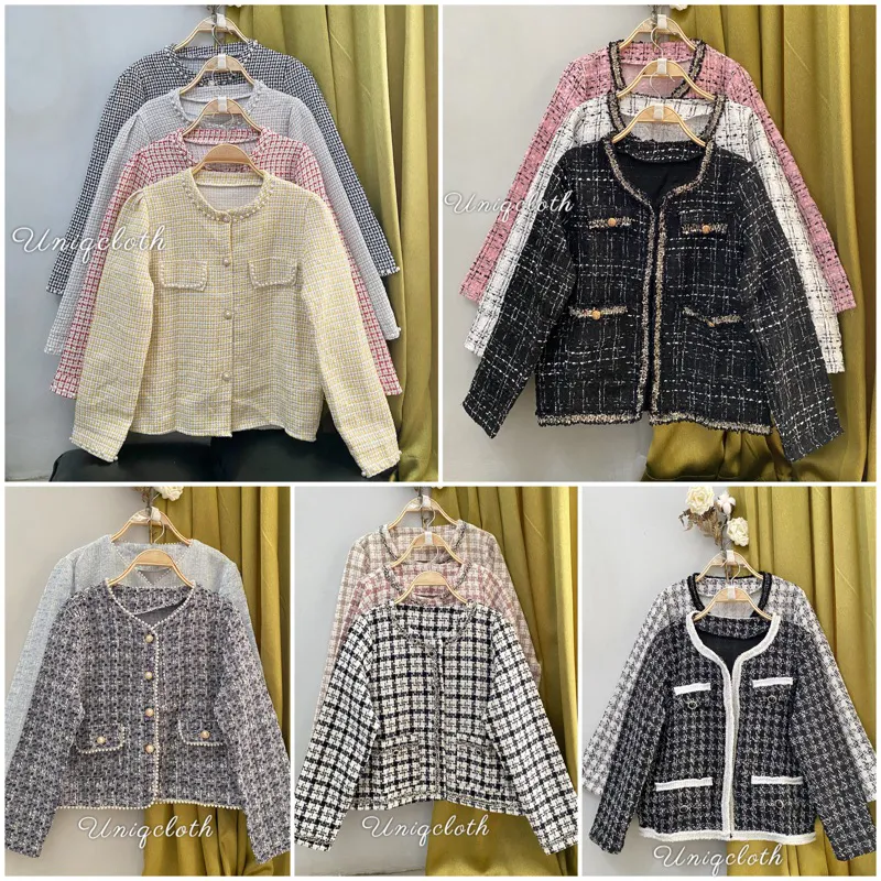 Uniqcloth - Blazer Tweed Korean Style Premium