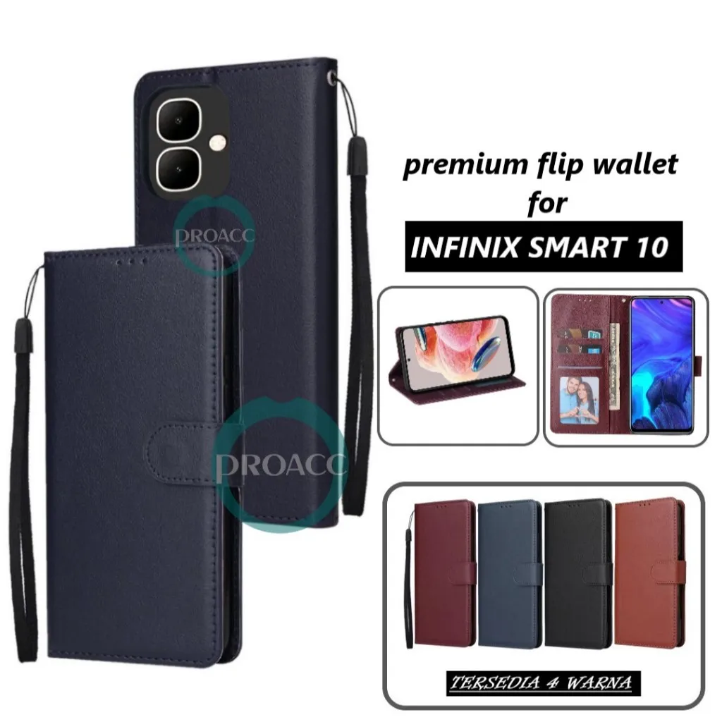 case hp for INFINIX SMART 10 flip wallet leather case Premium flip case Casing hp flip cover silikon