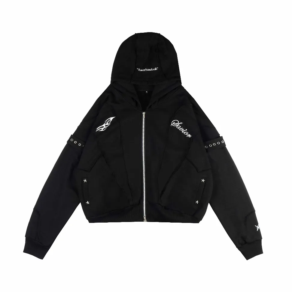 Amertanslook Fusion Hoodie - Boxy Cut Black Unisex