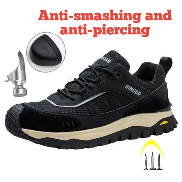 SAFETY SHOES SEPATU KESELAMATAN KERJA WARNA HITAM DAN COKLAT MUDA UJUNG BESI ANTI SLIP Boots N09