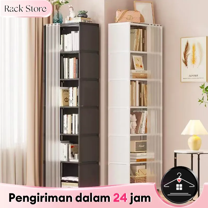 Rak Buku 5/6 Susun Serbaguna Lemari Portable Multifungsi Rak Ruang Tamu Rak Buku Kokoh Multifungsi