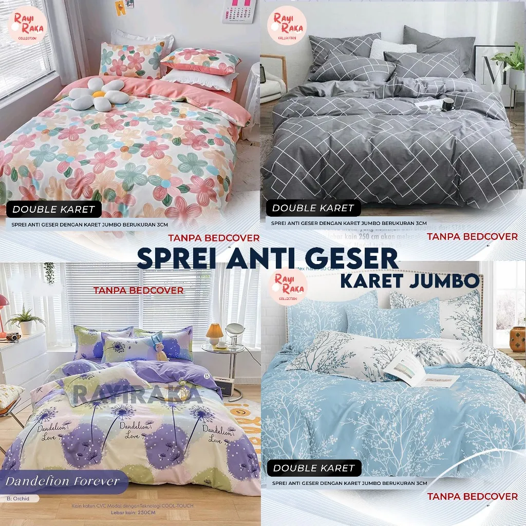 RAYIRAKA SPREI ANTI GESER TINGGI 30CM KATUN HALUS DOUBLE KARET JUMBO AESTHETIC HOMEMADE