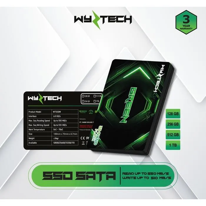 Wyztech ( Natech ) Go SSD SATA 2.5" 3D NAND Flash 128GB / 256GB / 512GB Speed up to 550 MB/s