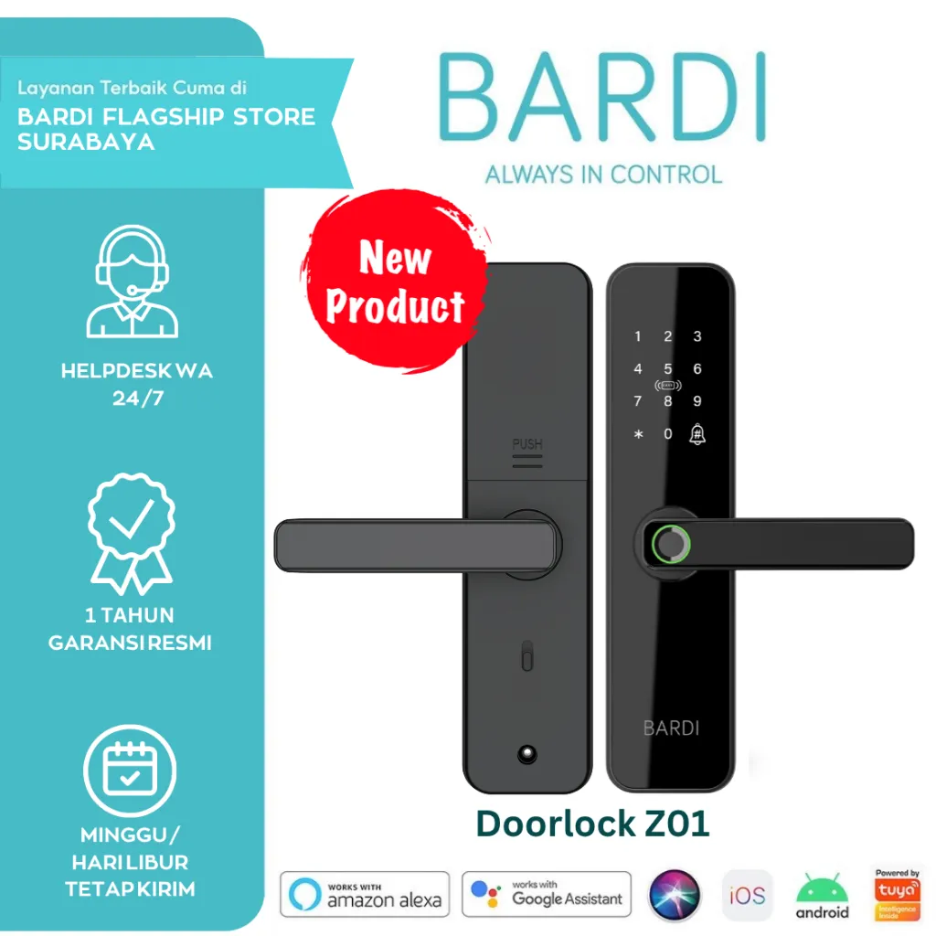BARDI Door Lock / Z01 / LITE Smart Handle RFID Fingerprint Gagang Kunci Pintu Pintar Digital Code Otomatis