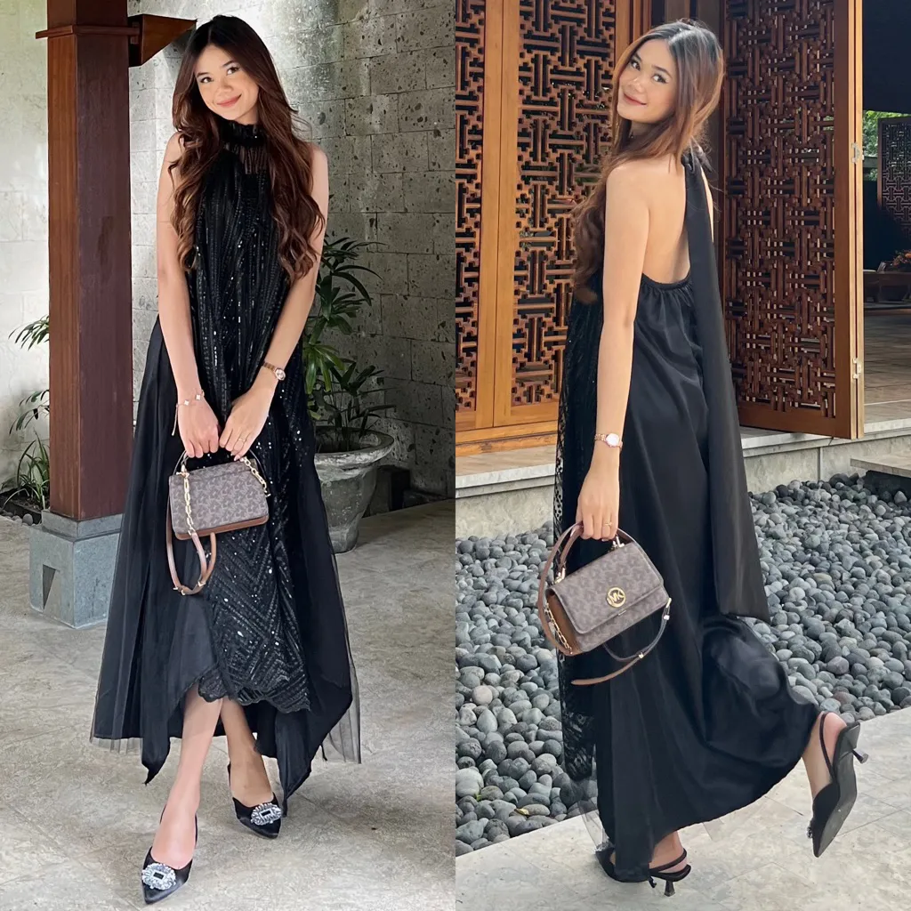 Marienne Dress by NAMELIS | Halter Neck Sequin Dress Mewah Outfit Kondangan Pesta Party Evening Gown