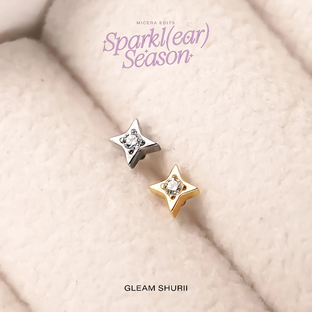 Anting Flatback Titanium ASTM F-136 Gleam Shurii x Micera 3.5mm [Tindik ID]