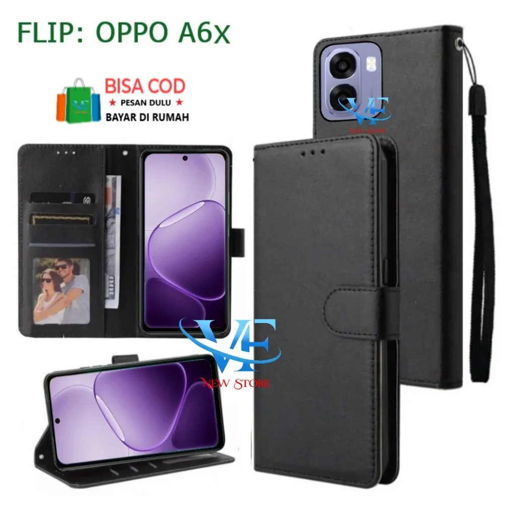 Flip Case Premium For Oppo A6X  Bisa Buka Tutup Flip Dompet Casing hp, Flip Wallet Leather Cover, Flip Kulit Sarung Buku