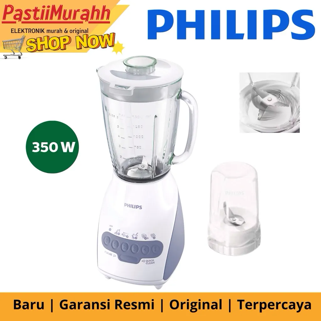 BLENDER PHILIPS HR 2116 (kaca) / HR 2115 (plastik) kapasitas 2 liter