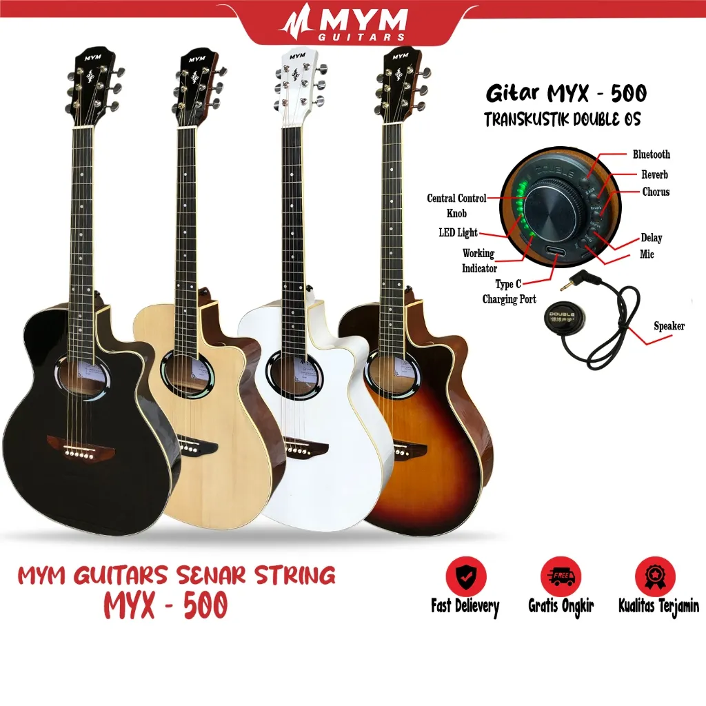 MYX 500 Gitar akustik tanam besi Merk MYM Guitars free packing kayu