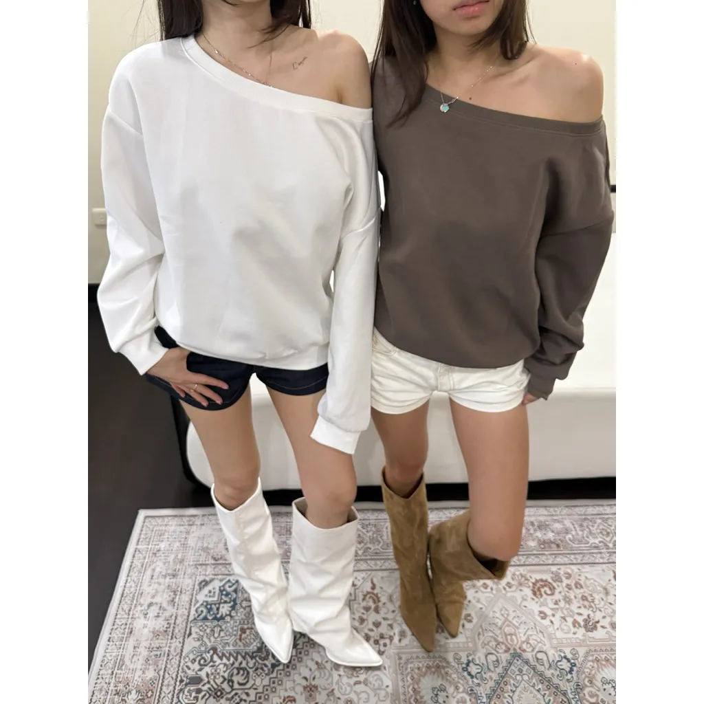 Zoe Oversized Off Shoulder Sweater - WEAR.THREEK