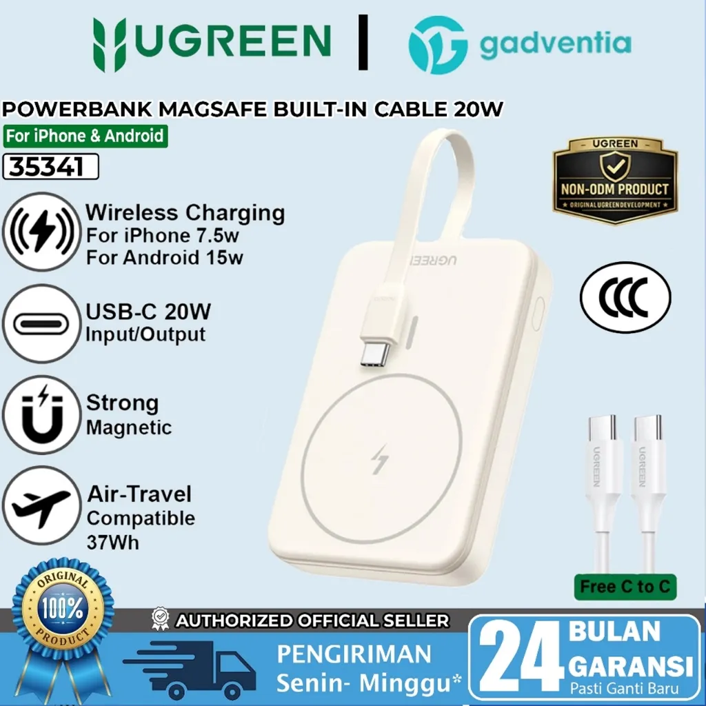 UGREEN Magnetic PowerBank Magsafe iPhone Wireless Charger Power Bank PD Fast Charging 20W 10.000mAh