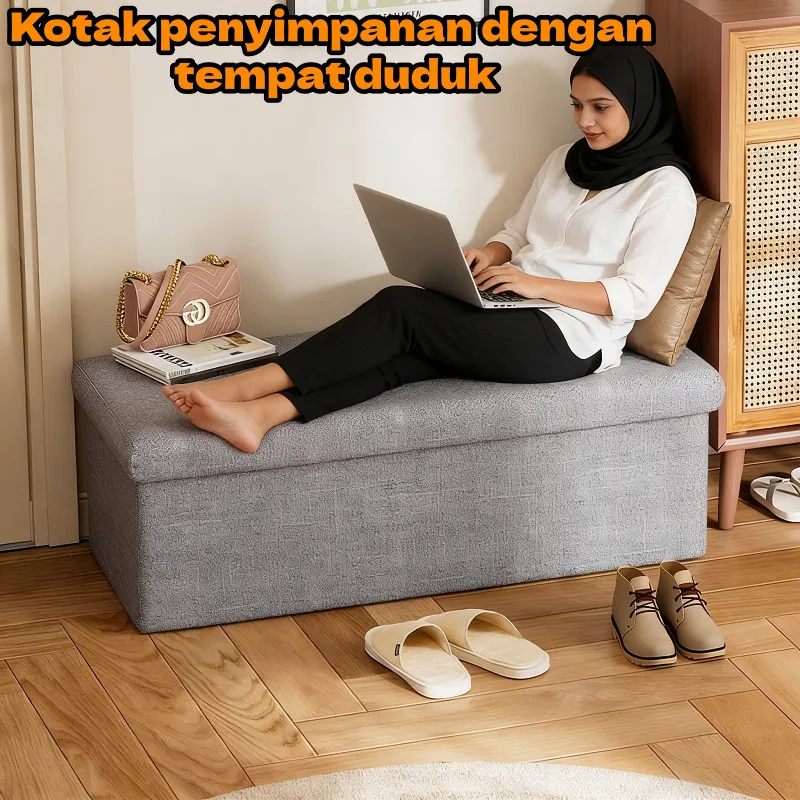 Kotak penyimpanan Storage Box Bangku Kursi Penyimpanan Barang Bangku Serbaguna Organizer Box