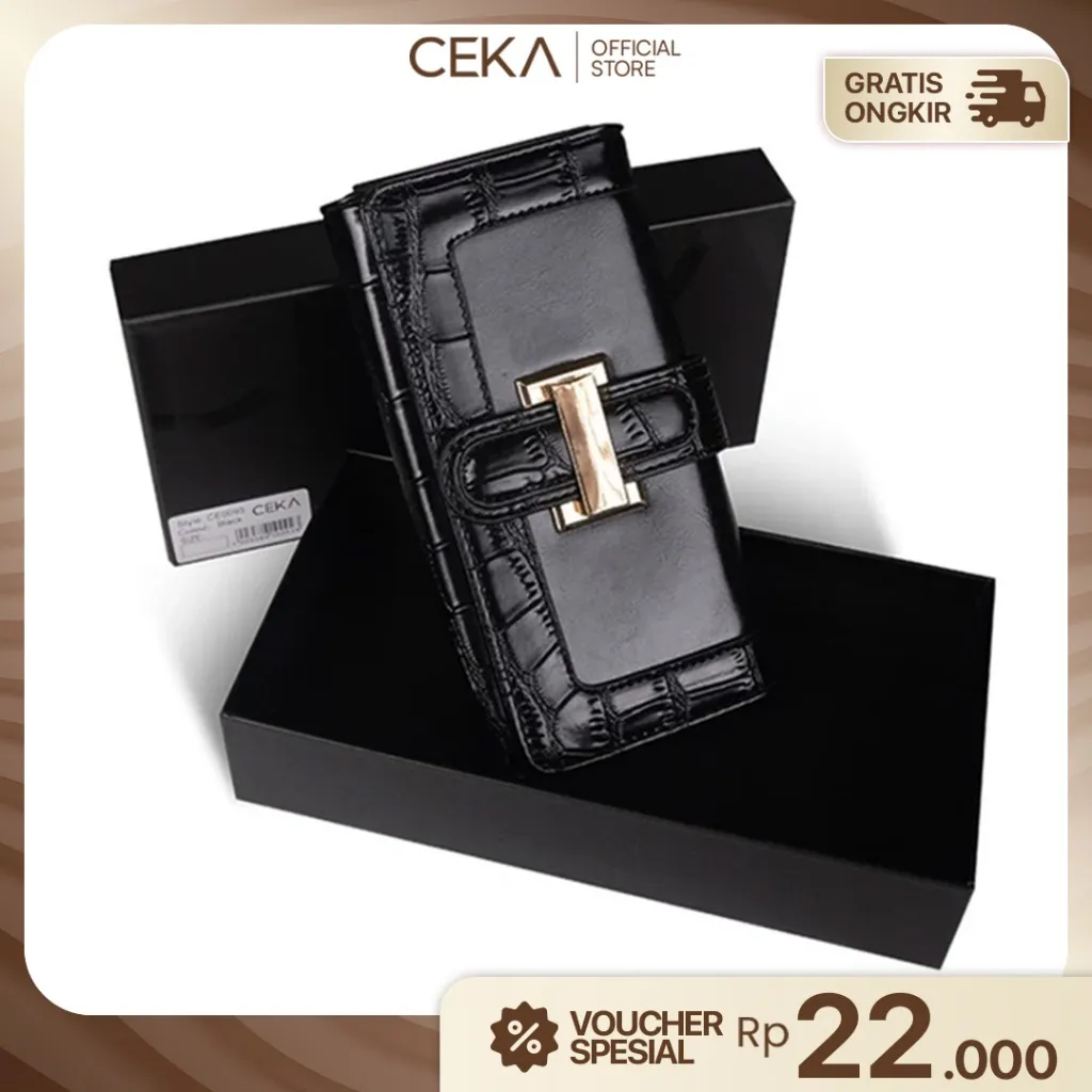 [SPECIAL PRICE] CEKA Dompet Wanita Panjang Dompet Croco Kulit Dompet Kartu dan Uang Wanita - Lindex Long Wallet