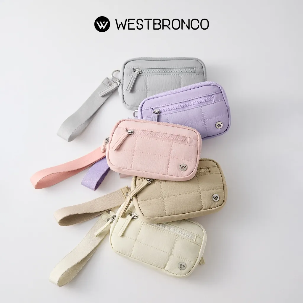 WESTBRONCO Dompet [PUFFER CLOUSIE BAG] Dompet wanita clutch&wrist bag dengan 3 kompartmen resleting, Dilengkapi tali pergelangan tangan & fitur RFID,Cocok untuk bepergian atau hadiah