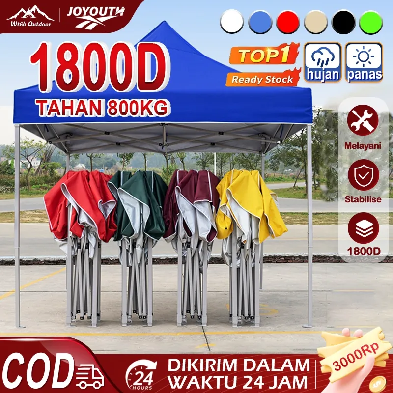 JOY Tenda lipat 3x3/Tenda Lipat Jualan/tenda jualan 2x2/Tenda Bazar 1200D Outdoor/Tenda Bazar Pameran/Tenda gazebo Tenda Dagang/Tenda besi Jualan Bazar Pameran Gazebo Dagang
