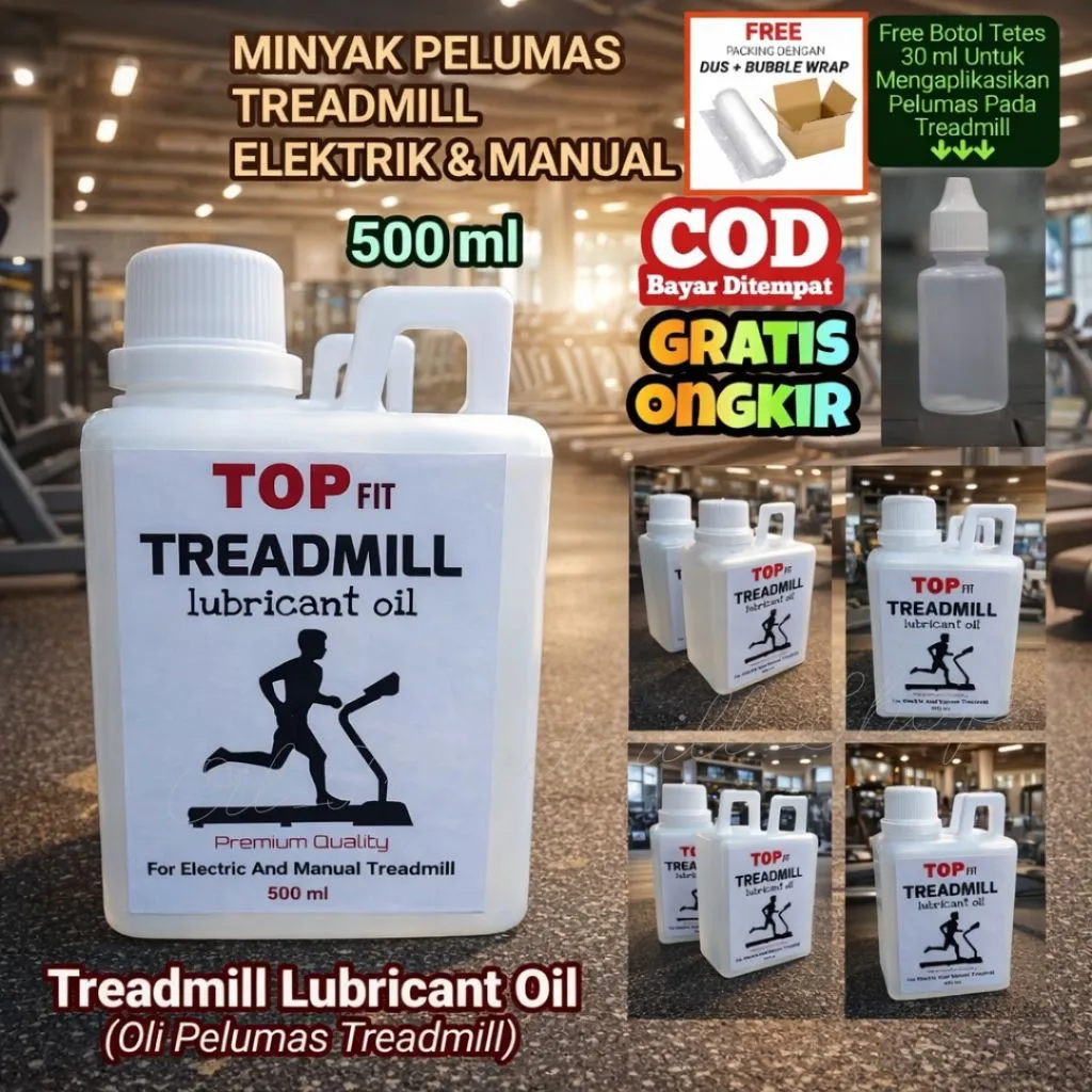 Top Fit Minyak Pelumas Treadmill Elektrik Manual 500ml | Oli Pelumas Treadmill Elektrik Manual | Treadmill Lubricant Oil | Minyak Pelumas Alat Olahraga Fitness Homegym Treadmill Cross Trainer Sepeda Statis Mini Stepper | Minyak Pelumas Silicone Oil