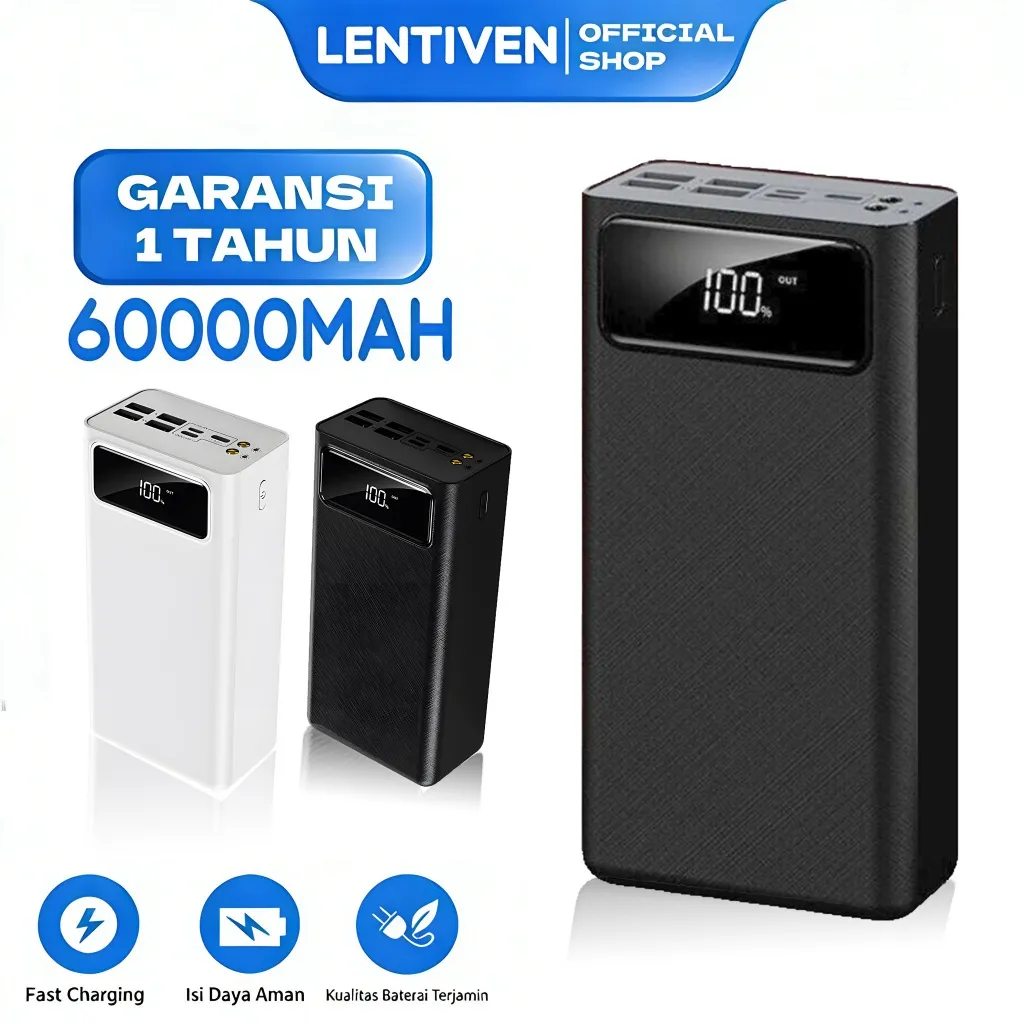 LENTIVEN PowerBank 60000mAh 4 USB Fast Charging