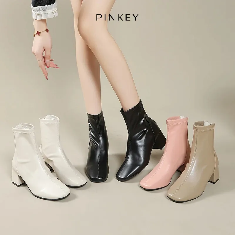 PINKEY P026 Sepatu Boots Wanita Flat Casual Fashion Tinggi 6cm Nyaman Harian