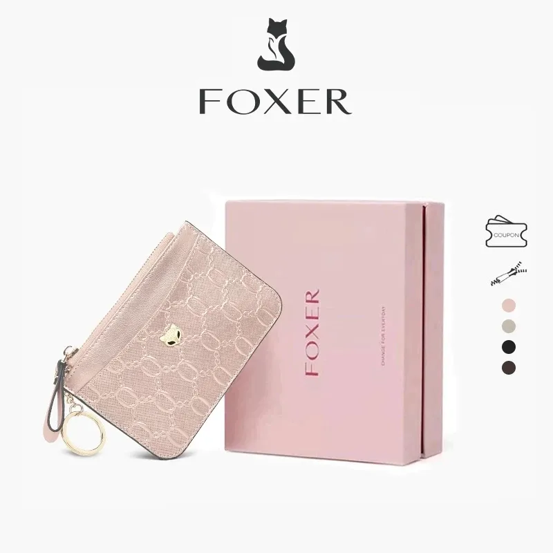 FOXER Dompet Wanita Pola Mode Dompet Koin Mini Tempat Kartu Kredit Hadiah Untuk Anak Perempuan