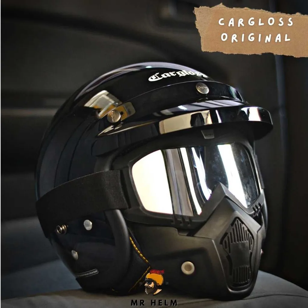 HELM CARGLOSS RETRO ORIGINAL SNI+ GOGGLE MASK ( MR. HELM )