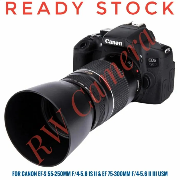 Lens Hood Canon ET60 ET-60 Lensa EFS 55-250mm 75-300 55-250 75-300mm Tele