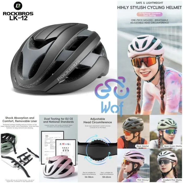 ROCKBROS LK-12 Helm Sepeda Lipat Balap Ultralight Cycling Helmet Streamline Aero Integrally Molded Adjustable Helmet MTB Road Bike Folding Bicycle Helmet