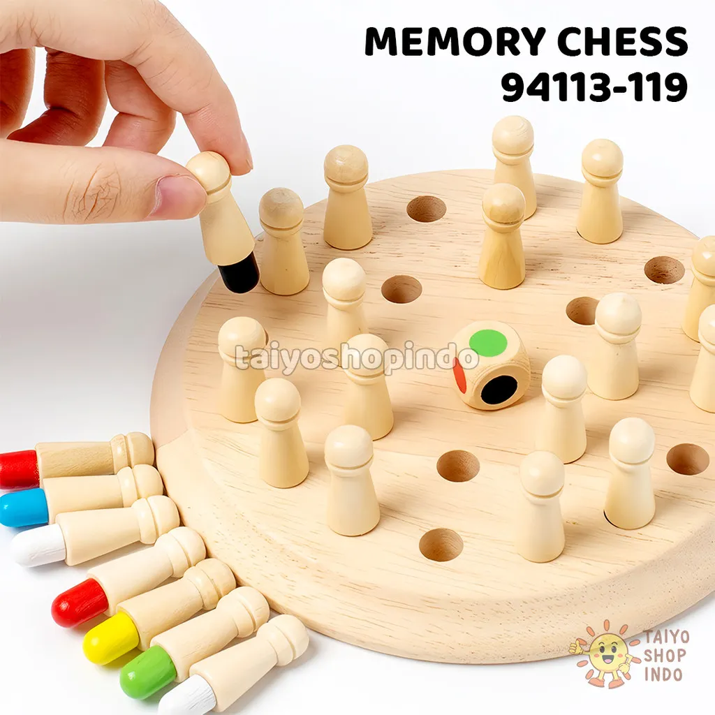TAIYO Memory Chess Mainan Edukasi Board Game Match Color Stick Dadu Papan Kayu Pengingat Konsentrasi
