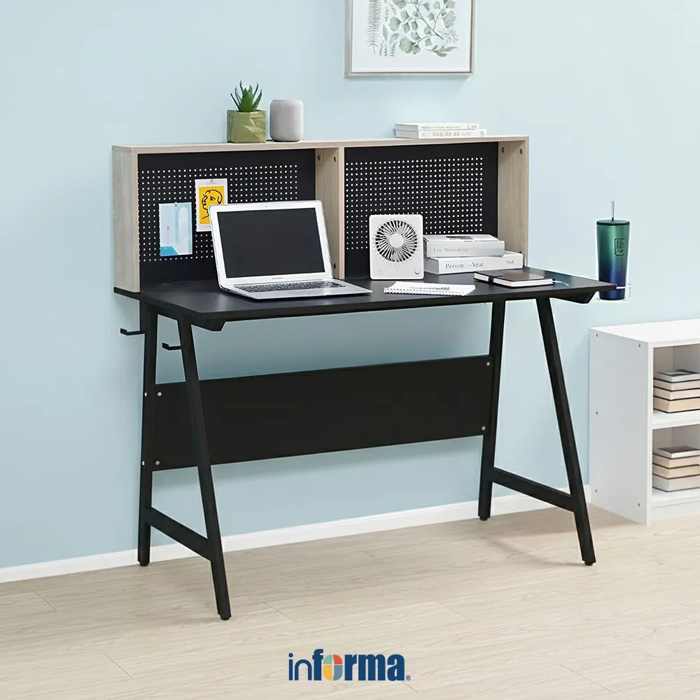 Informa Jaime Meja Belajar Anak Dengan Partisi - Hitam/Oak Kids Study Table Perlengkapan Furniture Belajar Meja Studi Anak Serbaguna Meja Komputer Meja Gaming Meja Rak Meja Konsol Meja Kerja Meja Kantor