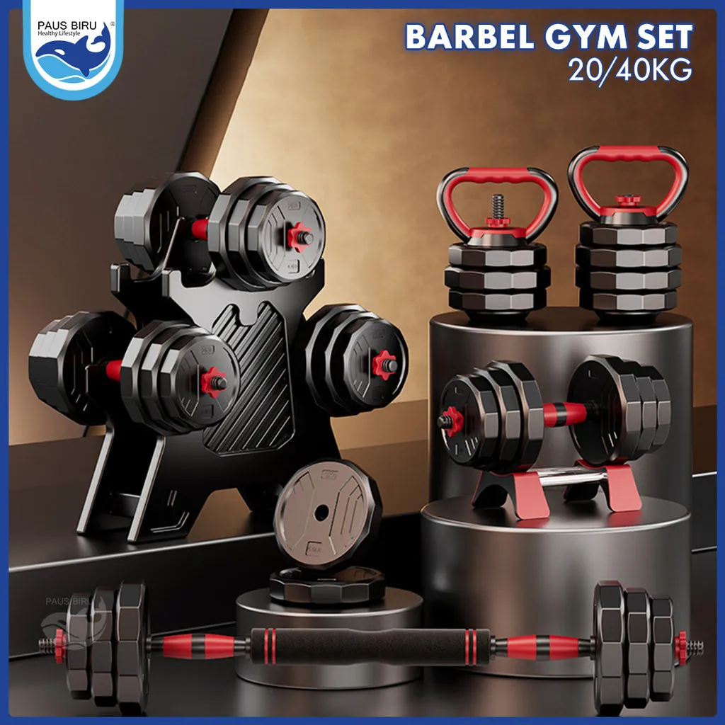 Paus Biru - Dumbbell Set 20/40KG Barbel Gym Adjustable Berat Dumbel Home Workout Alat Fitness