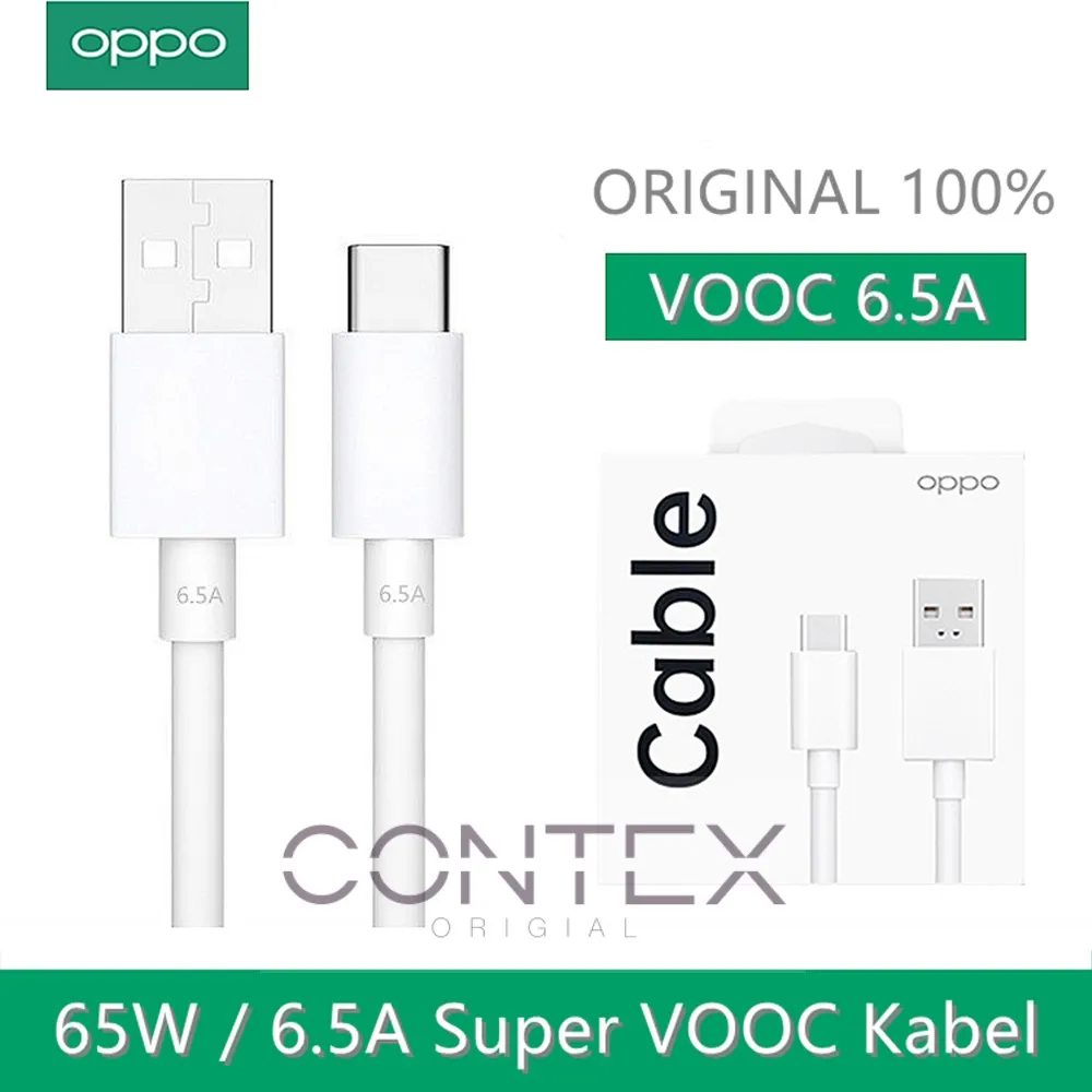 OPPO Realme 6.5A/8A 50/65/80W Super VOOC KABEL DATA TYPE C Original 100% Cable Reno