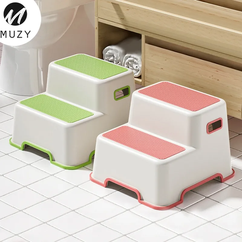 MUZY Tangga Pijakan Anak Multi Fungsi Bangku Kamar Mandi Anti Slip Tangga Mini Double Layer Footstool Step Plastik HSB866