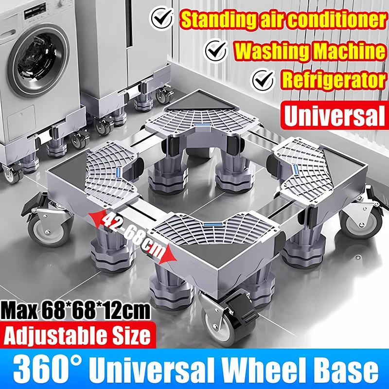 (Garansi 3 Tahun)Alas Mesin Cuci Stainless Steel yang Dapat Disesuaikan/Alas Kulkas, Dudukan Mesin Cuci/Roda kulkas 2 pintu anti karat/Dasar mesin cuci anti getar/alas kaki mesi/ roda mesin cuci 2 tabung/Dasar mesin cuci anti getar