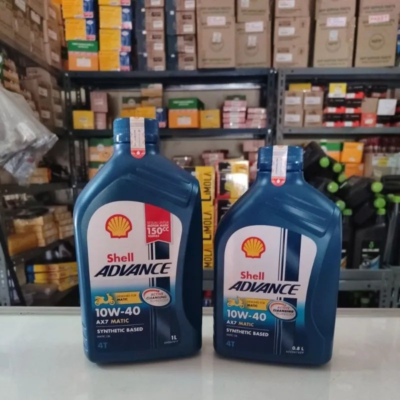 ( Oli Mesin Motor Shell AX7 Biru ) Asli Original shel advance 10W 40 30 4T 1 L sel bebek matic metic 650 0.65 0.8 1l