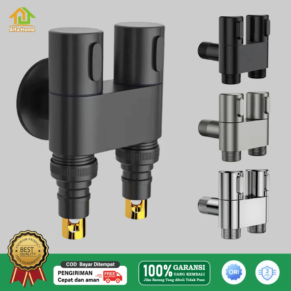 Stainless Steel  SUS304 1 Masuk 2 Keluar  Keran Tembok Wall Tap Mesin / Kran mesin cuci / kran taman / kran serbaguna