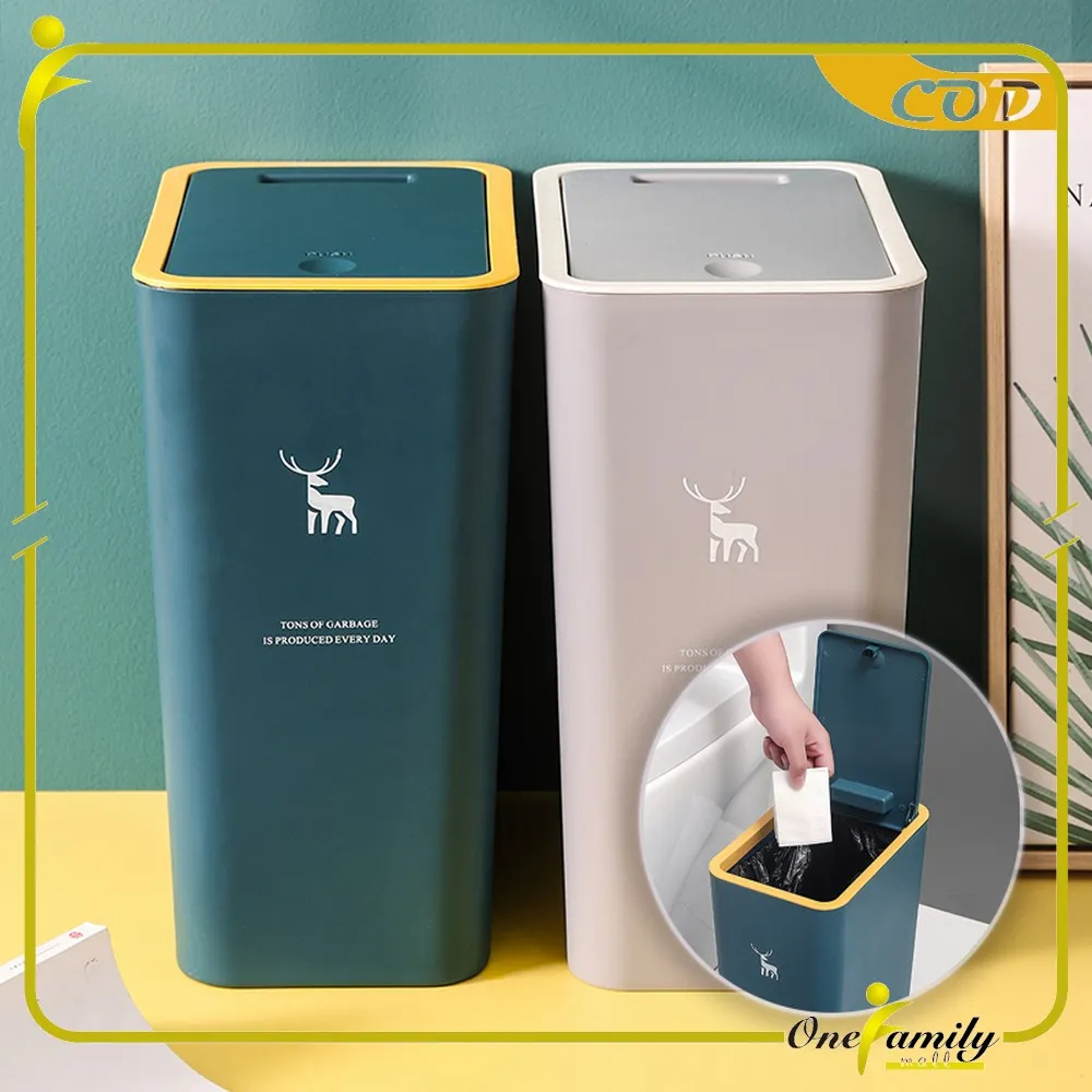 ONE-C958 Tempat Sampah Plastik Serbaguna dengan Klik Otomatis / Trash Bag Automatic Click / Tong Sampah Plastik Tertutup Minimalis / Tempat Sampah Persegi Dapur Import