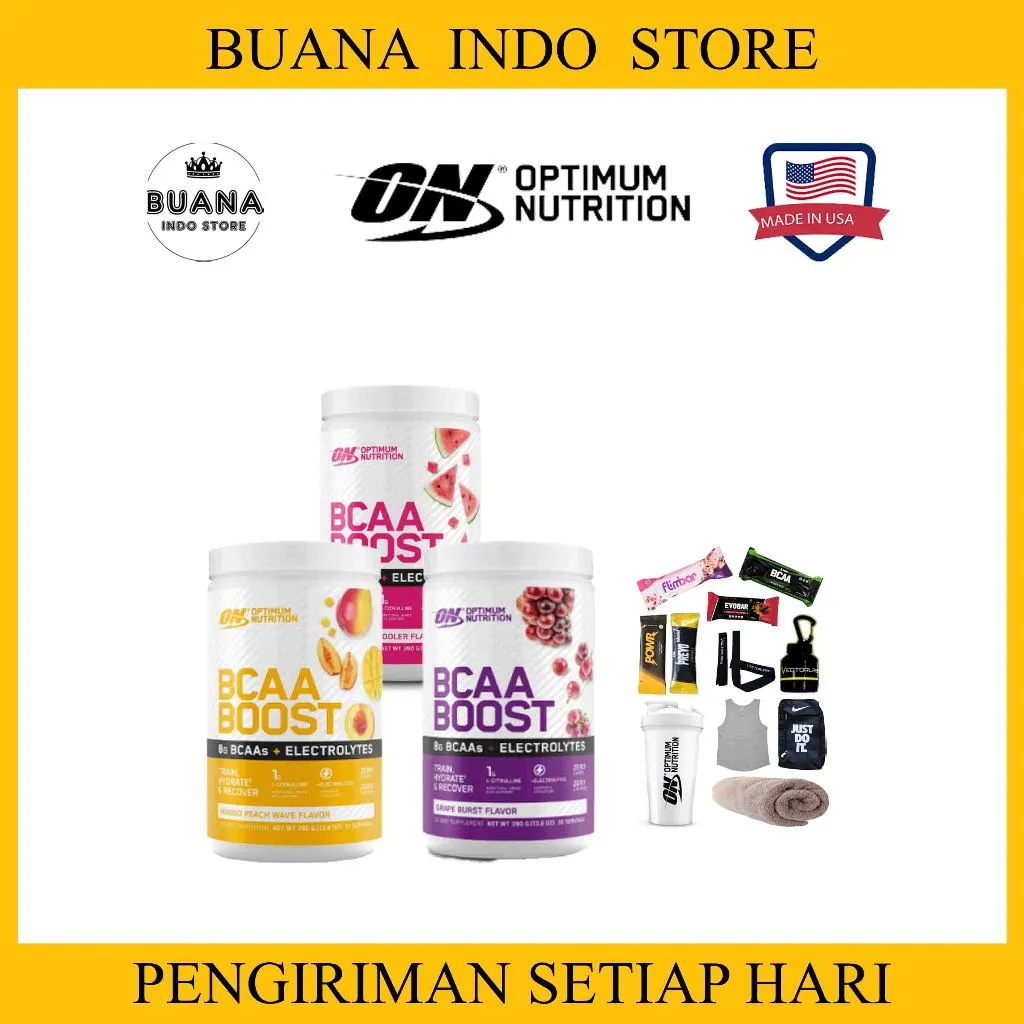Optimum Nutrition BCAA Boost ON 390g - Suplemen Recovery BCAAs Electrolytes