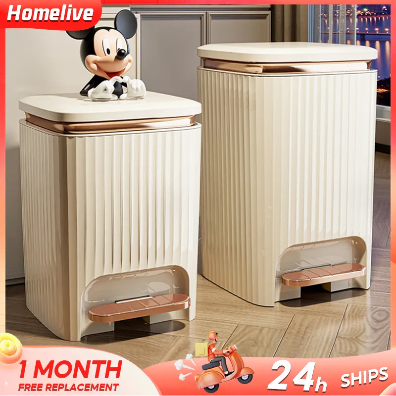 12L Tempat Sampah Dapur Kotak Sampah Trash Bin Kamar WC injak Pedal Estetik Mewah Jumbo