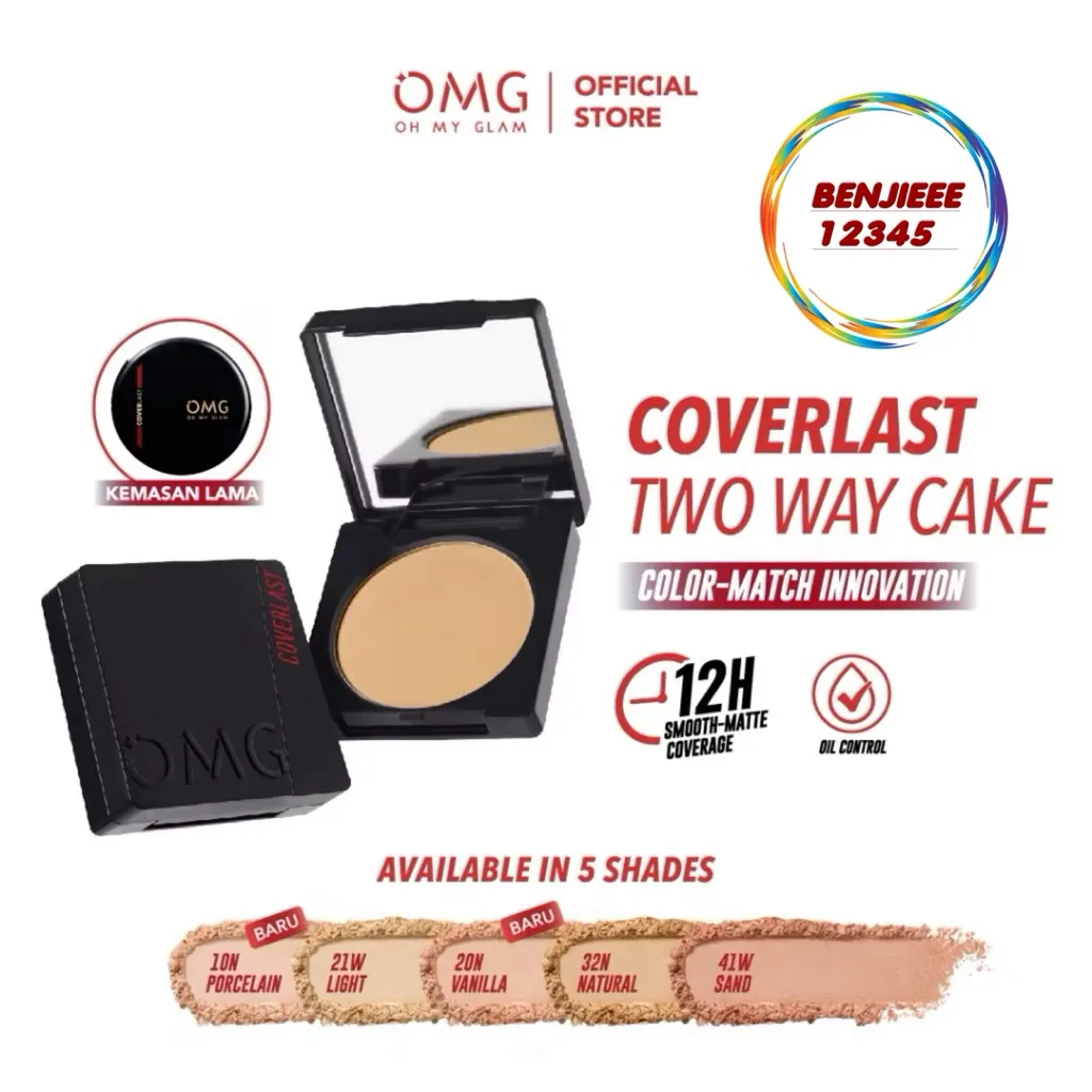 ( Two way Cake) OMG Oh My Glam Coverlast Two Way Cake 12 g bedak padat kontrol minyak hingga 8 jam Omg omg OMG oh my glam glow two way cake bedak wajah padat cover last coverlast