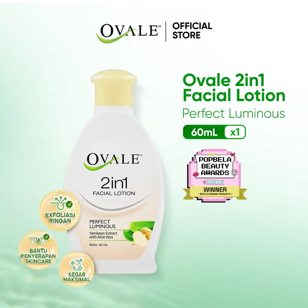 Ovale 2in1 Facial Lotion Perfect Luminous 100ml | Facial Toner Bengkoang 100ml | Toner untuk Kulit Kusam | Pembersih Make Up | Toner untuk Kulit Kusam