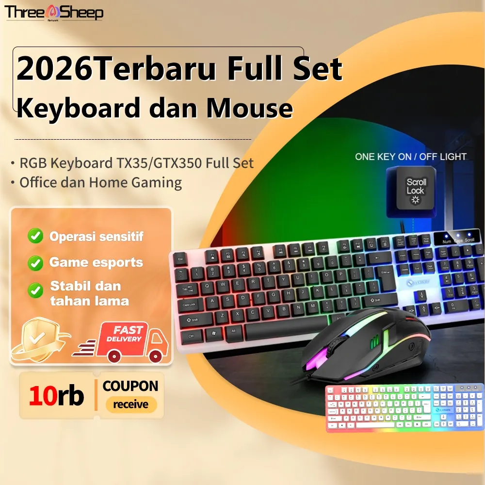TSN Kombo Keyboard Dan Mouse Gaming Dengan Lampu RGB Keyboard Mekanikal Untuk PC Desktop Dan Laptop Kabel USB Keyboard Komputer Berkualitas Tinggi