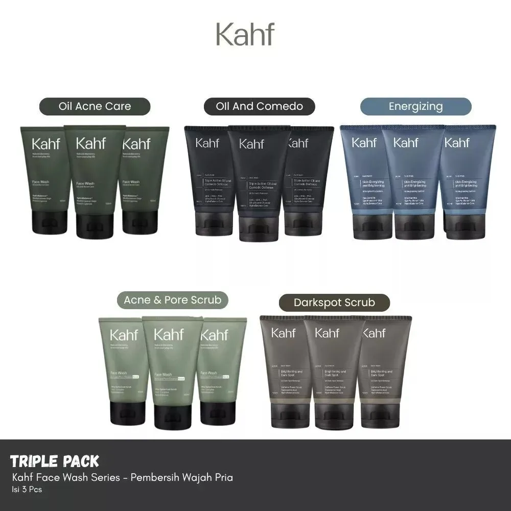 [PAKET ISI 3 PCS] Kahf Face Wash Series 100ml & 50 ml | Face Wash Pria | face Wash Kahf