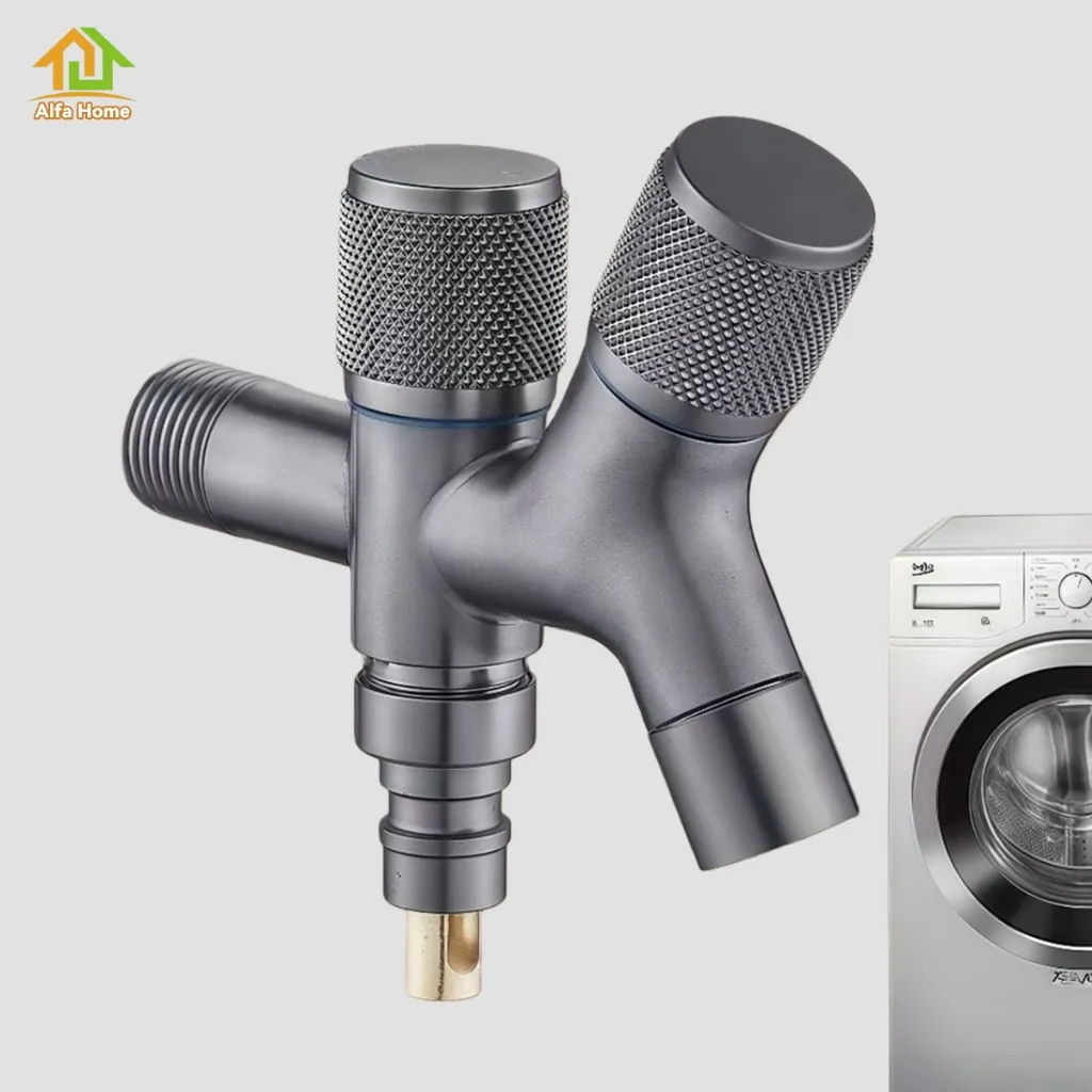 SUS304 Kran Air Multifungsi Double Output 2-in-1 Mesin Cuci & Cuci Piring – 360°, Anti Bocor, 1/2 Inch