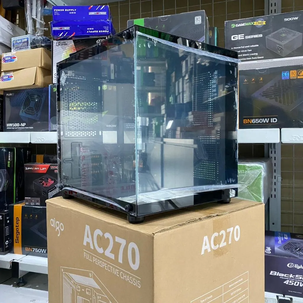 Aigo AC270 Casing PC Gaming M-ATX Tempered Glass Non Fan