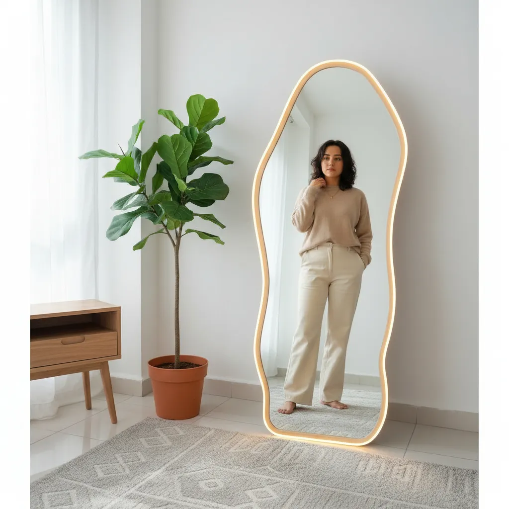 [ Free Packing Kayu] Standing mirror aesthetic full body rubber klasik, Abstrak 40x122 Premium (WAJIB BACA DESKRIPSI)