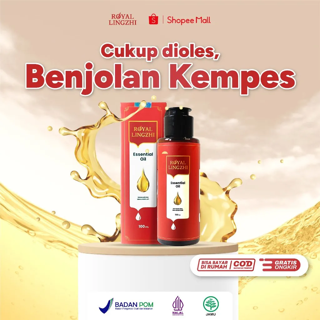 Royal Lingzhi Oil Obat Herbal Benjolan & Lipoma Ampuh Atasi Benjolan Lipoma Tiroid Benjolan di Leher Payudara Minyak Lingzhi Bantu Menjaga Kesehatan Kulit dan Menutrisi Kulit Isi 100 ML