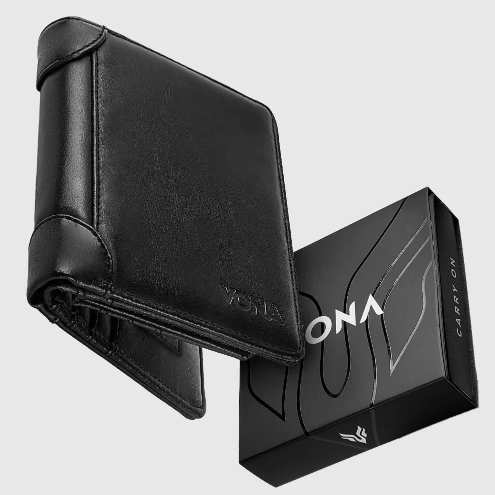 VONA Ian Wallet - Dompet Pria Lipat 3 Ruang Extra Slot Kartu SD Card