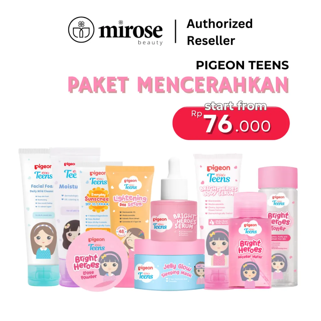 [1 PAKET] Pigeon Teens 1 Paket Set Lengkap Brightening Skincare Anak Kulit Kusam Mencerahkan