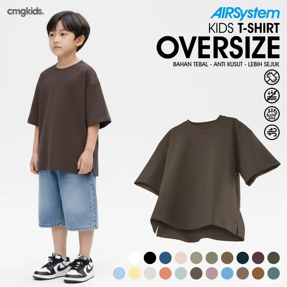 Kaos Anak Oversize Airsystem Micro Cotton Danbowl Sejuk Anti Kusut Fashion Unisex Coffee CMGKIDS