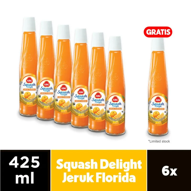 ABC Sirup Squash Delight Jeruk Florida 425ml - Multi Pack 6 pcs